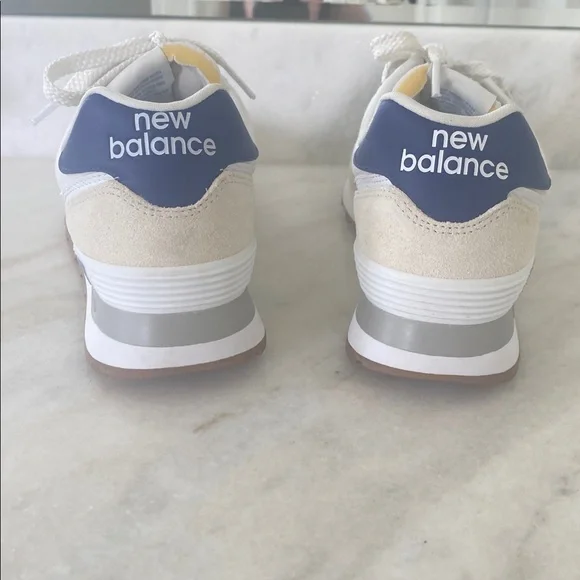 New Balance Women’s Cream and Light Blue Sneakers - Picture 5 of 5